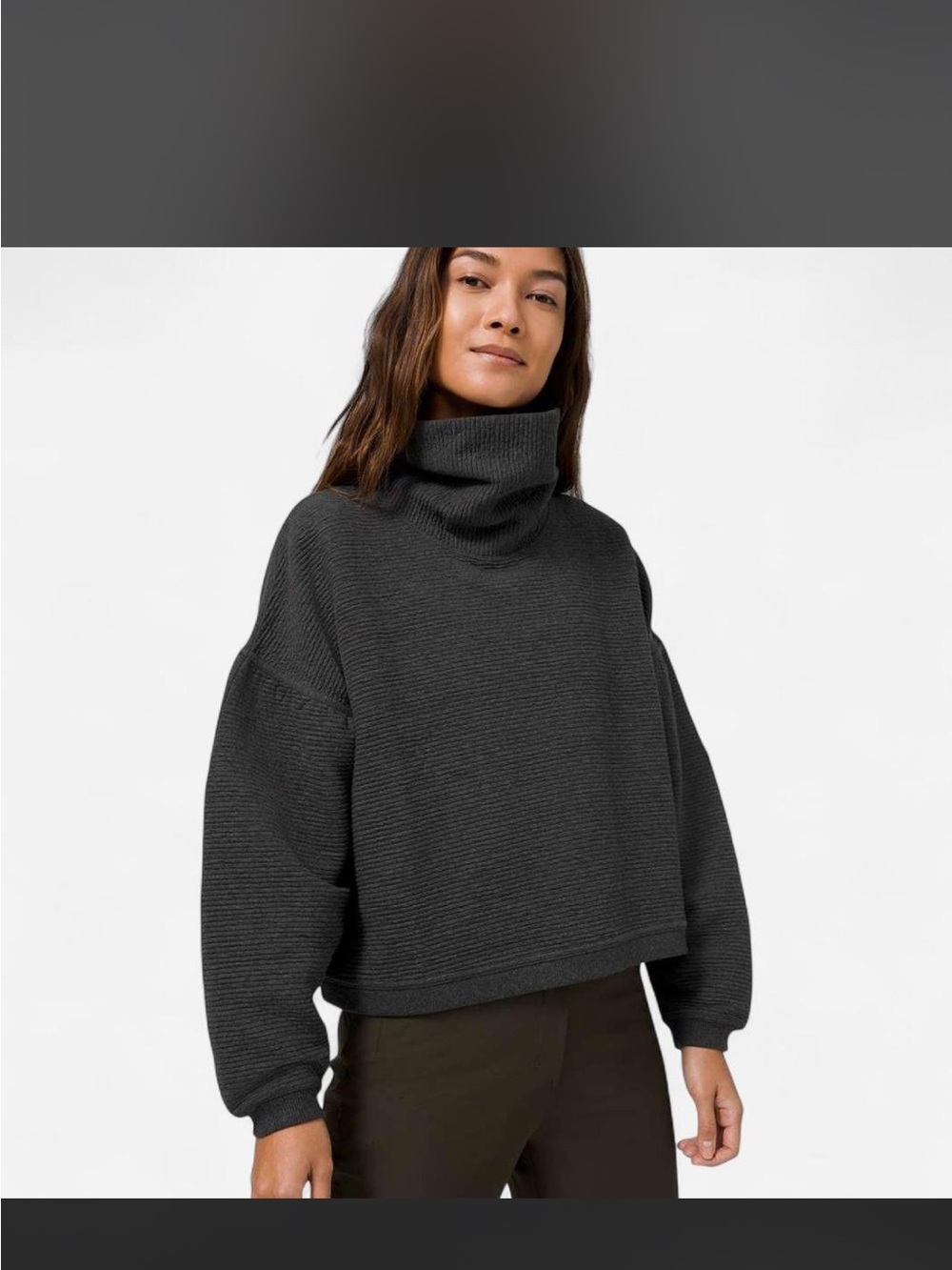lululemon Quiet Moments Charcoal Cowl Neck Ribbed Pullover Sweatshirt